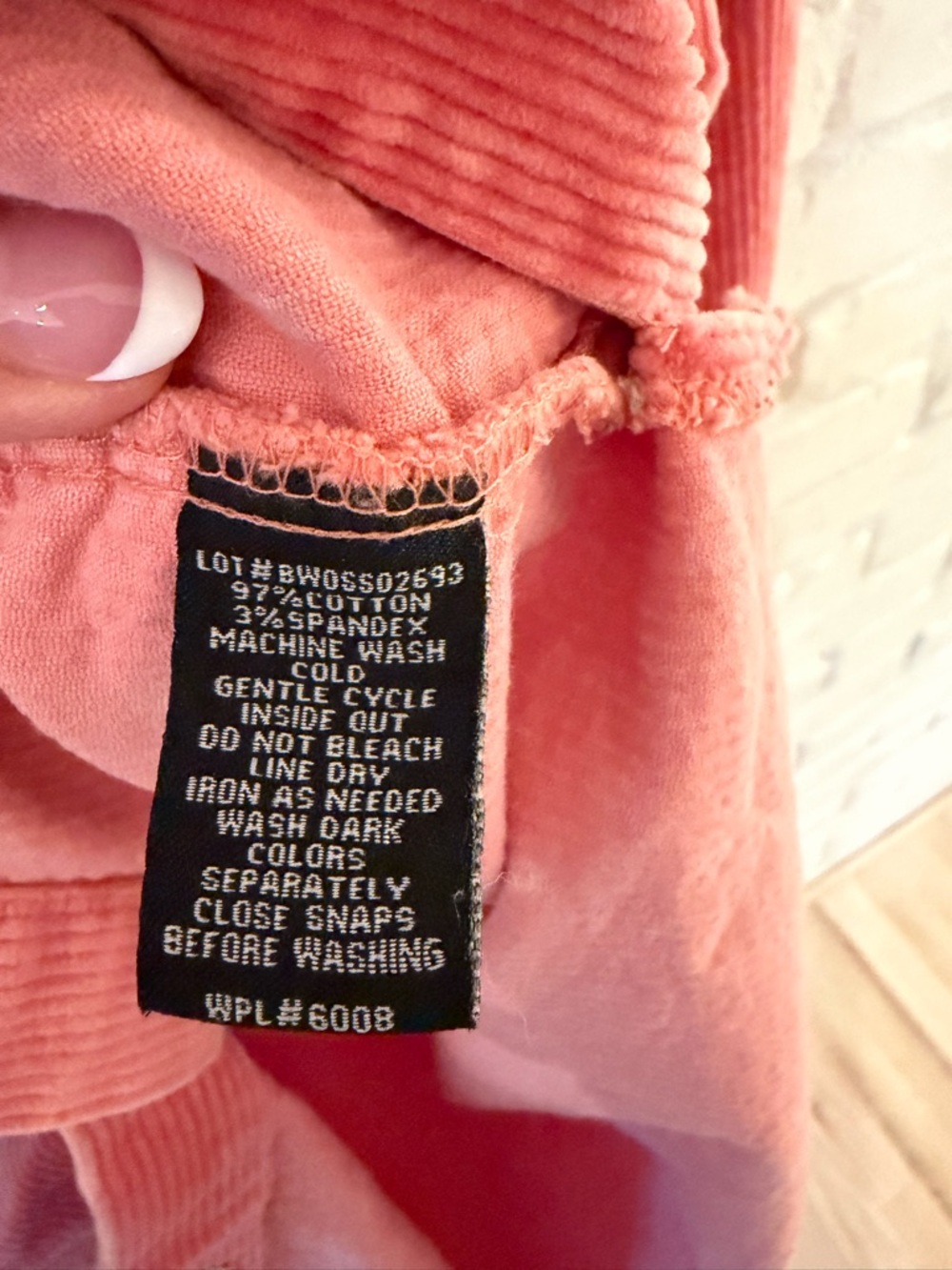 Rock & Roll Cowgirl Coral Pink Corduroy Button-Down Shirt - Picture 4 of 4